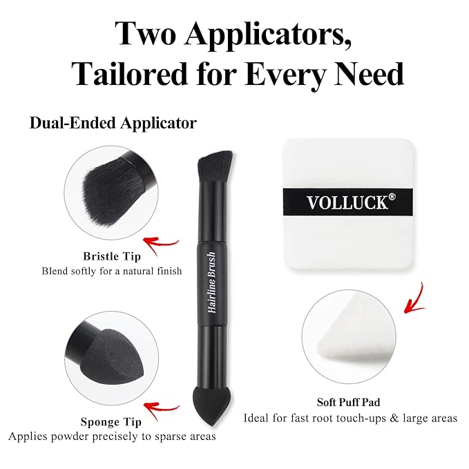 VOLLUCK Root Touch up Powder, Long-lasting Gray Hair Cover up Powder for All Hair Types, Waterproof for Women and Men (Medium-Brown, 0.42 0unce)