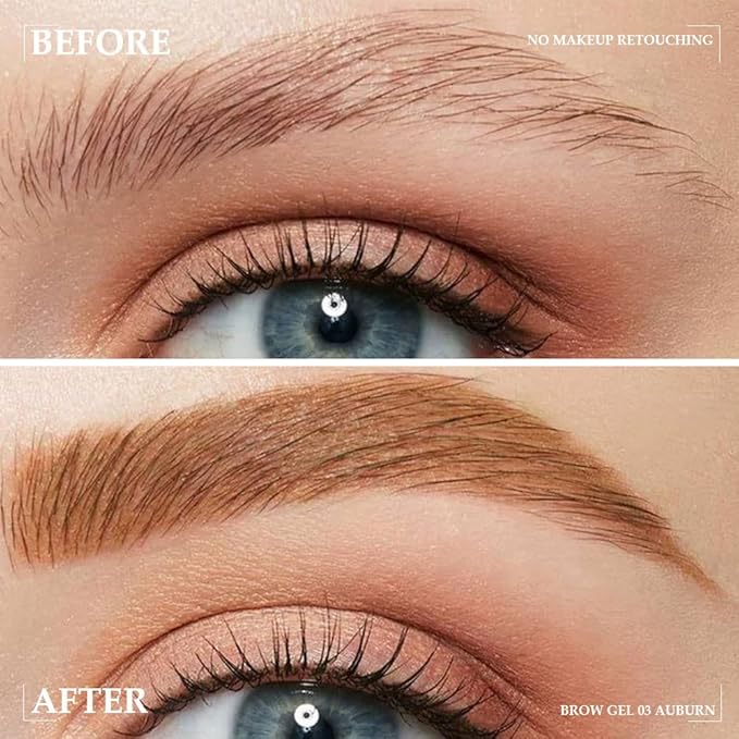 Kaely 2Pcs Thickening Brow Mascara,Tinted Eyebrow Gel Waterproof,Eyebrow Color Makeup,Brow Fast Sculpt,Vegan,Cruelty Free,maquillaje gel para cejas a prueba de agua,03 Auburn