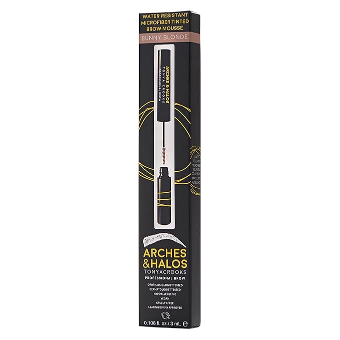 Arches & Halos Microfiber Tinted Brow Mousse - Shape and Define - For Full, Fluffy, Natural Looking Brows - Vegan and Cruelty Free Makeup - Sunny Blonde, 0.11 oz (Pack of 2)