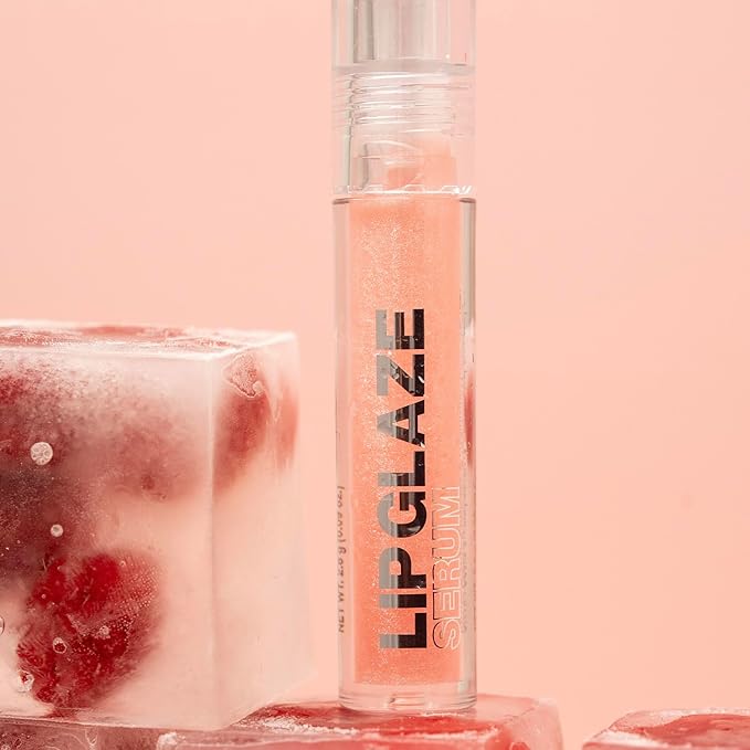 Palladio Lip Glaze Serum, Hydrating Lip Gloss with Peptides & Hyaluronic Acid for Plump, Smooth, and Nourished Lips – Vegan, High-Shine, Non-Sticky Finish (Rose Sorbet)