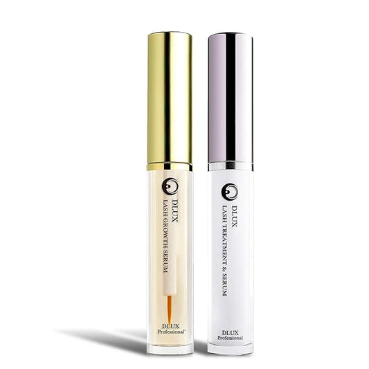 Dlux Professional Eyelash Growth Enhancer Serum & Eyebrow Growth Serum 2 in 1Kit, Hair Growth Enhancer, Boost Serum for Brow & Lash Longer, Fuller Thicker, All Natural Lash Growth Serum, Made in Korea