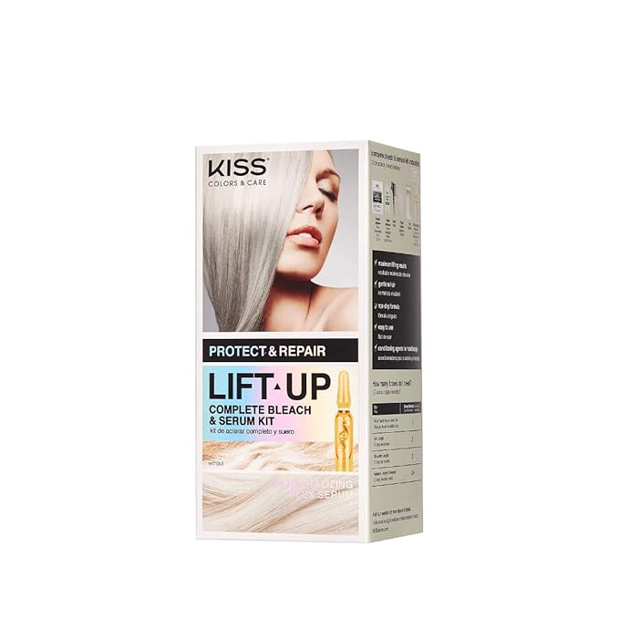 KISS Lift Up Complete Hair Bleach Kit, Rose Pink Toner, Gentle Conditioning Formula for All Hair Types, Reduces Brassiness, Includes 6-Pc DIY Bleach Kit