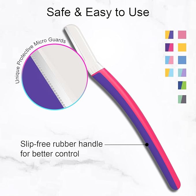 Dermaplane Razor for Women Face, Eyebrow Razor, Face Razors for Women, Dermaplaning Tool, Travel Essentials, (12 pcs, Fuchsia)