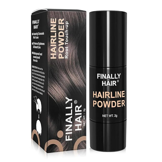Compact Size Finally Hair Hairline Powder, Root Touch Up. Gray Away, Color Your Part, Fill In Your Beard, Make Beautiful Eyebrows (Medium Brown)