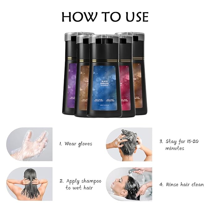 Hair Dye Shampoo, Hair Color Dye Shampoo, Hair Care Instant Dye for Gray and White Coverage, Suitable for Women & Men (Light Brown)