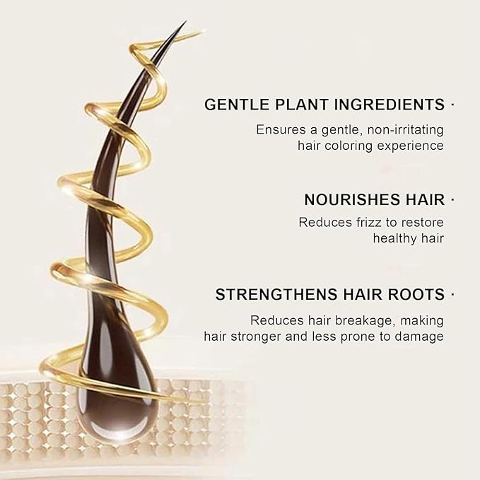 Nourishing Plant-Based Hair Color Shampoo, Single Agent Floral Dye Shampoo, Long-Lasting Natural Hair Color Dye, for Gray Coverage, shafts and minimizing frizz for Men & Women (Chestnut Brown)