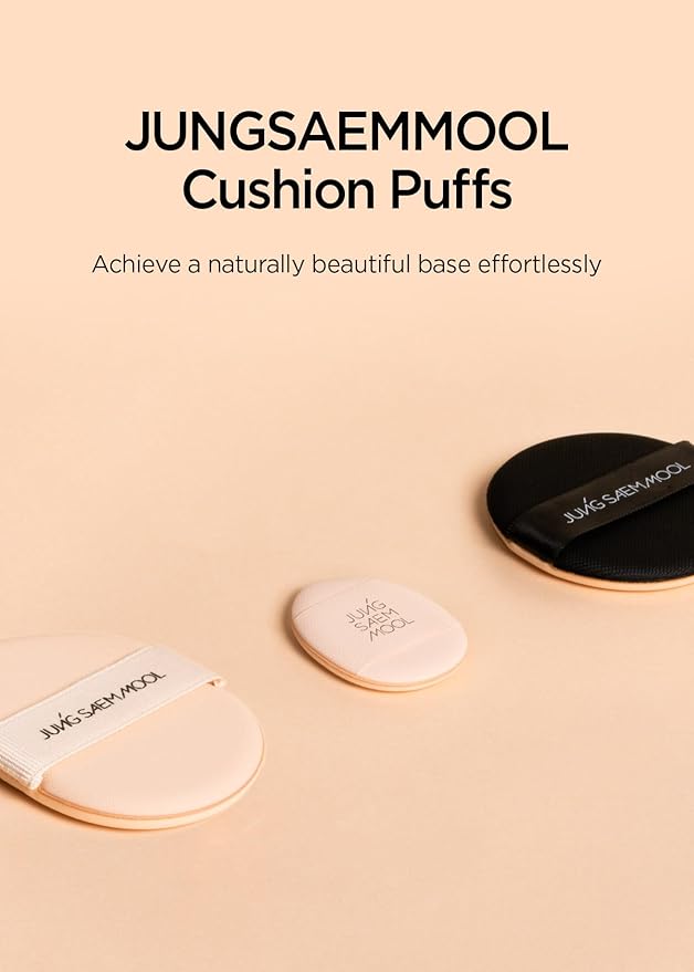 JUNG SAEM MOOL Cushion Puff (4pc) Natural Cover Puff for Smooth Fitting with The Round Shape 2.1 Inch