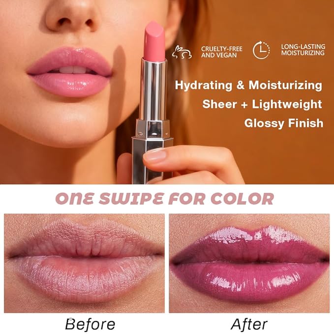 evpct Plum Cherry Honey Lipstick Tinted Lip Balm, Sheer Hydrating Shine Tinted Lipstick for Women, Moisturizing Lip Color, Nourishing Tinted Lip Balm Plumper Gloss Stain, Glossy Shiny Finish, 09Cherry