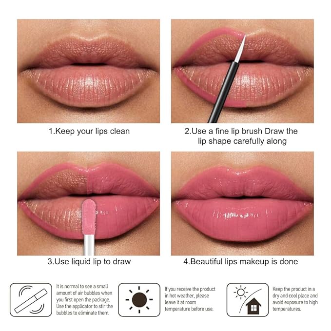 Kaely Longwear Shine Lipstick for Women, Highly Pigmented Liquid Lip Color Makeup, Non-Transfer Lip Gloss Stain Waterproof Smudge Proof 24 Hour, Glossy Finish, Vegan & Cruelty-free, 12 UPBEAT