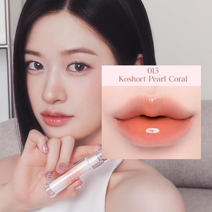 CLIO CRYSTAL GLAM TINT (013 KOSHORT PEARL CORAL), Glossy Finish, Lightweight, Buildable, Glass-Like, Smoothing, Long-Lasting, Vivid
