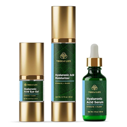 Tree of Life Beauty Ultimate Skin Care Set, Brightening, Firming, Hydrating, Moisturizing, Brightening, Complete Face Care Regimen - Total Hyaluronic Acid Serum Collection 3 Pack