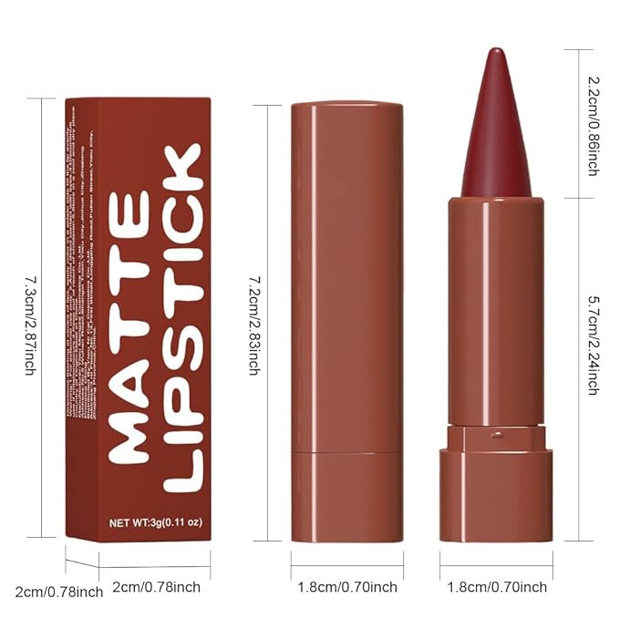 Matte Lip Crayon Lip Liner and Lipstick Combo Sets, Vivid Auburn Gradient Matte Lip Bar And Lip Liner Set, Contour Gradual Ombre Effect Lip Pencil For Old Women, Long Lasting Waterproof Smudge Proof