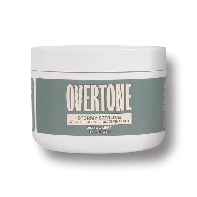 Overtone Color Depositing Semi-Permanent Hair Dye Conditioner - 8 oz For Natural & Color-Treated Hair, Moisturizing Shea Butter & Coconut Oil - Vegan & Cruelty-Free, Vibrant Silver is Stormy Sterling
