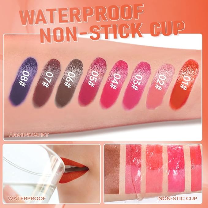 3Pcs Peel Off Lip Gloss Tattoo and Lip Oil, Lip Stain Peel Off Masque - Peel Off Lip Tint ,Long Lasting Waterproof Transfer-proof Lip Mask Lip Gloss Peel Off Lip Liner,Stay Lip Makeup 01#+02#+04#