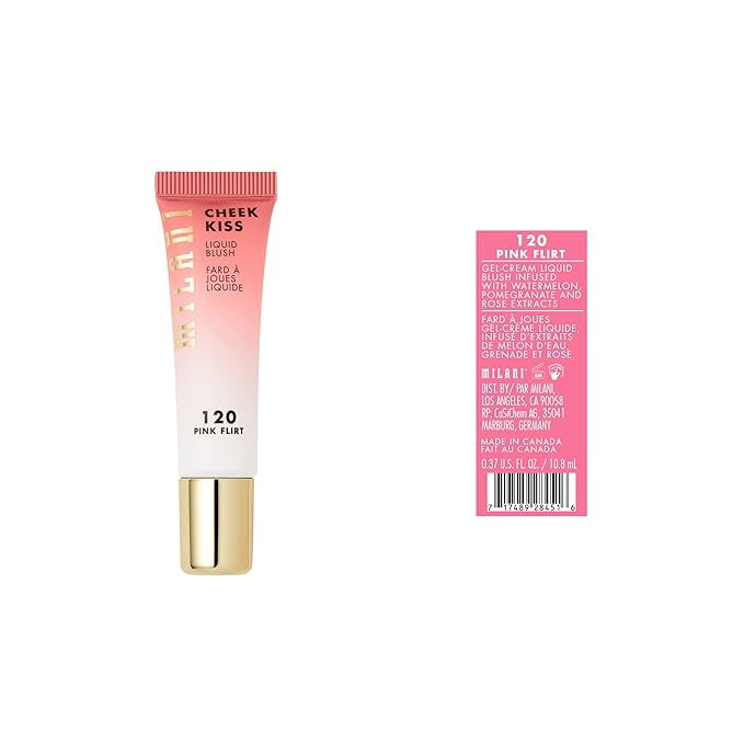 Milani Cheek Kiss Liquid Blush Makeup, Lightweight, Blendable & Buildable for Radiant Flushed Cheeks, Skin-Loving Formula - Pink Flirt