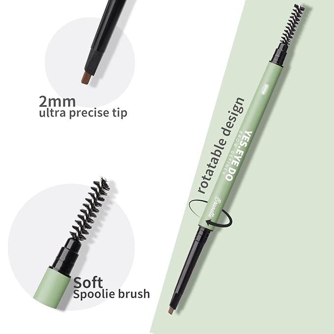 Eyebrow Pencil Dark Brown, Ultra Slim Deep Brown Eyebrow Pencil Long Lasting, Waterproof Micro Fine Triangle Tip Double Head Brow Sculptor for Natural Eyebrow Lamination, Chocolate, YES.EYE DO