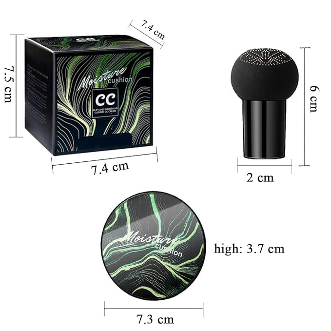 Air Cushion CC Cream Mushroom Head Foundation,BB Cream Makeup Foundation,Moisturizing Concealer,Long Lasting Full Coverage Waterproof,Even Skin Tone for All Skin Types (6# Dark Bronze, 20g)