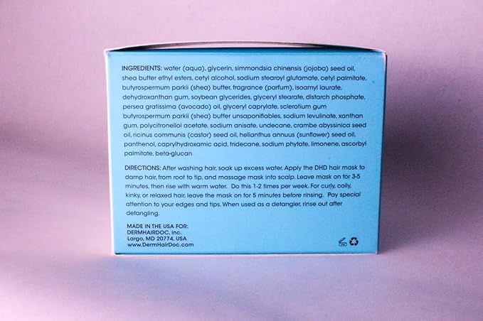 Deep Conditioning Hair Mask Detangler Moisturizing Non-Toxic All-Natural Dermatologist-Developed Treatment for Curly, Dry, Frizzy, Swimmer's Hair & Itchy Scalp – 5.5 oz
