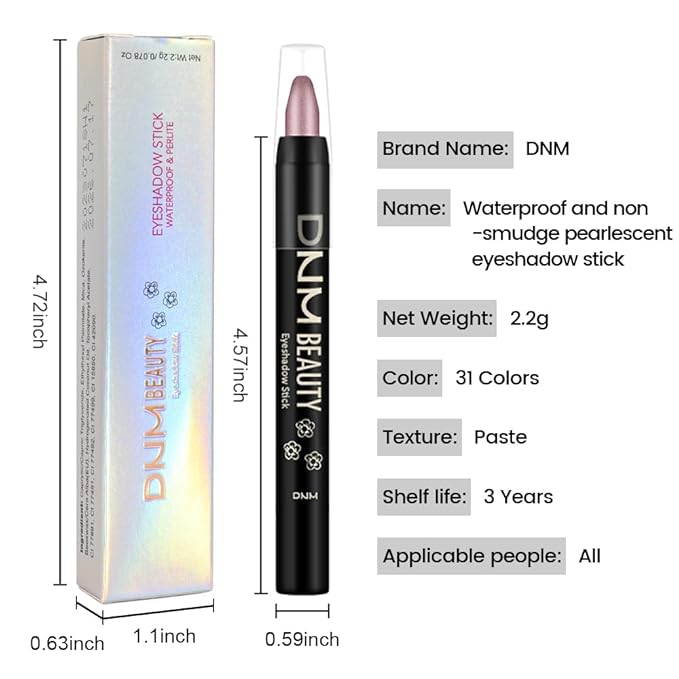 evpct Metallic Mauve Cream Eye Shadow Sticks Brightener Pencils for Women, Mauve Metallic Silky Eyeshadow Applicator Stick Pen Waterproof, Blendable Crease-Proof Stick Eyeshadow Shimmer Eye Makeup 53
