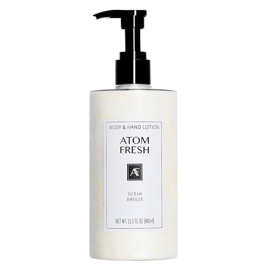 Atom Fresh Body Lotion for Women, Hydrating & Firming Body Moisturizer for Dry Skin, Ceramide & Niacinamide Skin Barrier, Non-Greasy Vitamin E Lotion, Ocean Breeze Scent, 13.5 fl oz