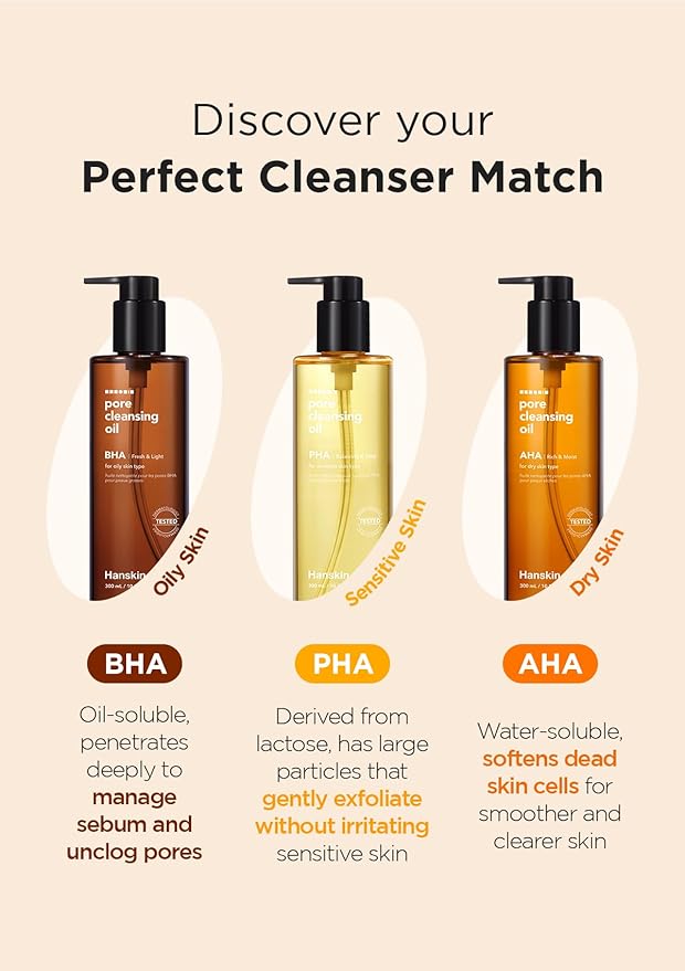 Hanskin BHA Pore Cleansing Oil, Gentle Blackhead Cleanser and Makeup Remover for Combination and Oily Skin, Korean Skincare [BHA/10.14 oz]