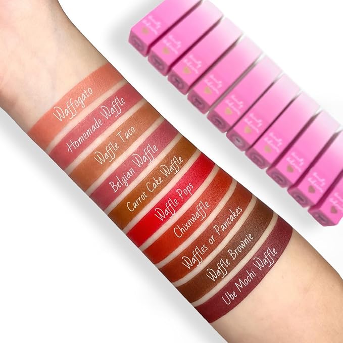 Beauty Bakerie Makeup Matte Lipstick, Long Lasting 24hr Wear Lip Stick for Women, Smooth Matte Finish, Highly Pigmented, Moisturizing, Smudge-Proof Matt Lipsticks, 3.5g, Waffle Pops