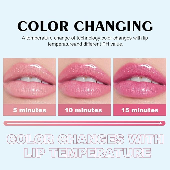 Shimmering Magic PH Color Changing、Hydrating Lip Glow Oil set, Plumping Lip Gloss set, Moisturizing Lip Oil Gloss, Transparent Moisturizing Lip Balm, Natural Lip Plumper(3 PCS)