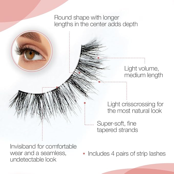 Ardell Naked Strip Lashes 420 - Soft Lightweight Fibers, Natural Look, Comfortable & Easy Application False Eyelashes, 4 Pairs, 2 Pack