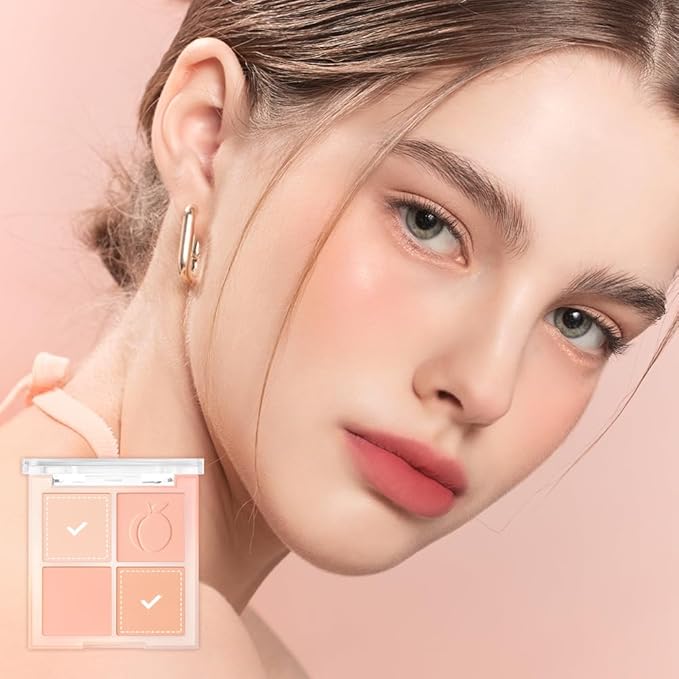Dasique Blending Mood Cheek #03 Peach Blending l Vegan, Cruelty-Free l 4 Blendable Shades in Lightweight, Long-lasting, Smooth Powder