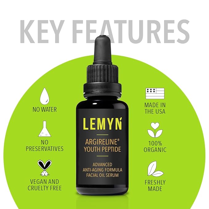 Argireline Youth Peptide Face Oil Serum | Anti-Aging, Hydrating, and Firming | Freshly Made Skincare | 15ml