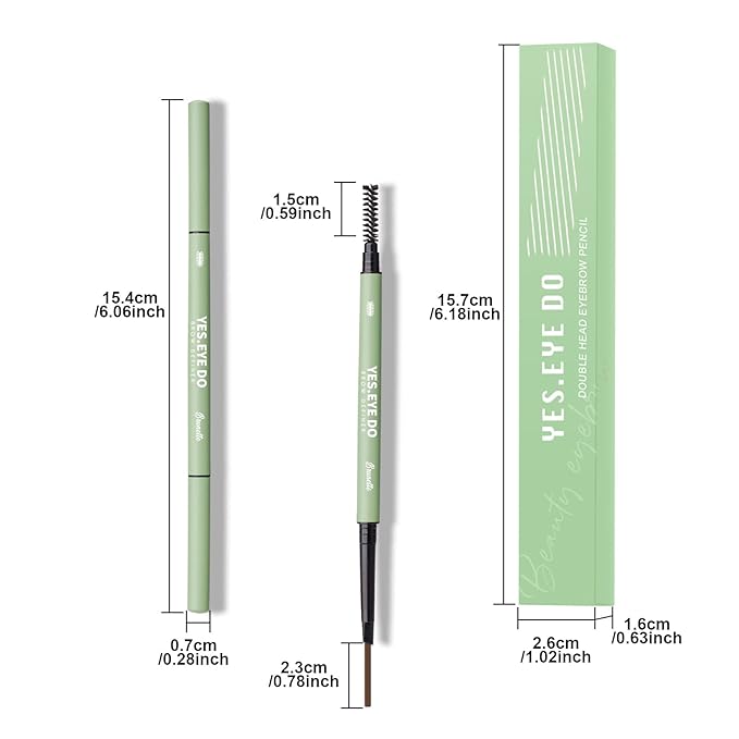 Grey Brown Eyebrow Pencil, Ultra Slim Automatic Eyebrow Pen Long Lasting, Waterproof Micro Fine Triangle Tip Double Head Brow Sculptor for Natural Eye Brow Lamination Makeup Look, Brunette, YES.EYE DO