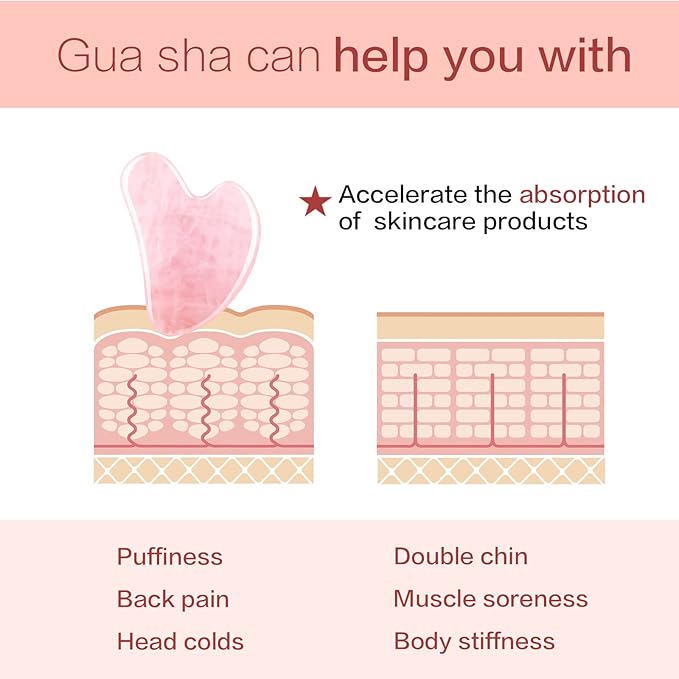 Gua Sha Facial Tools 2 Pack, Guasha Tool for Face & Eye Gua Sha Stone for Puffiness Reducing & Jawline Sculpting Face Stone Gua Sha Tools for Skin Care GuaSha Stone Tool, Pink and Green