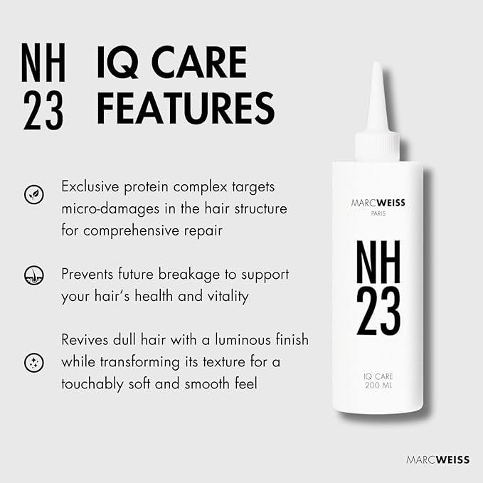 Marc Weiss NH23 IQ Care Rapid Hair Repair Treatment (6.8 fl oz) | Restores Shine, Strength & Smoothness | Results in Just 23 Seconds | Lightweight, Color-Safe Deep Repair for All Hair Types