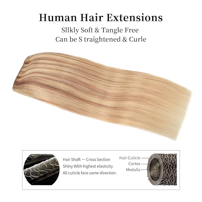 16 Inch Clip-in Hair Extensions Remy Human Hair for Women - Soft Handmade Real Human Hair Clip in Extensions, Straight, Thick, 125g 7pcs #18-613 Color