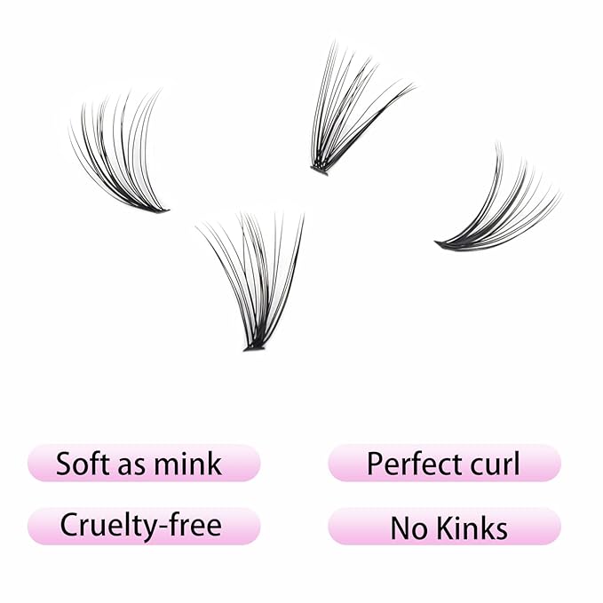 Lash Clusters LAUBESS Individual Lashes Waterproof Eyelash Clusters Mixed Tray Cluster Eyelash Extensions Soft Cluster Lashes for Beginners(20D-D-12)