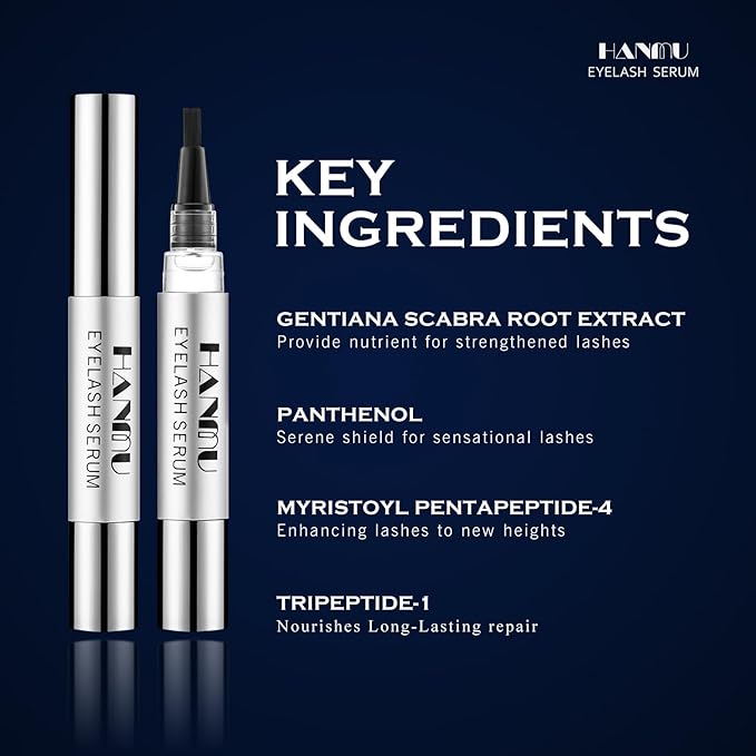HANMU Eyelash Growth Serum, Non-Irritating Eye Lash Serum,For Rapid Enhancement of Eyelash Growth - Fuller, Faster, Longer, Premium Lash Enhancer-4ml
