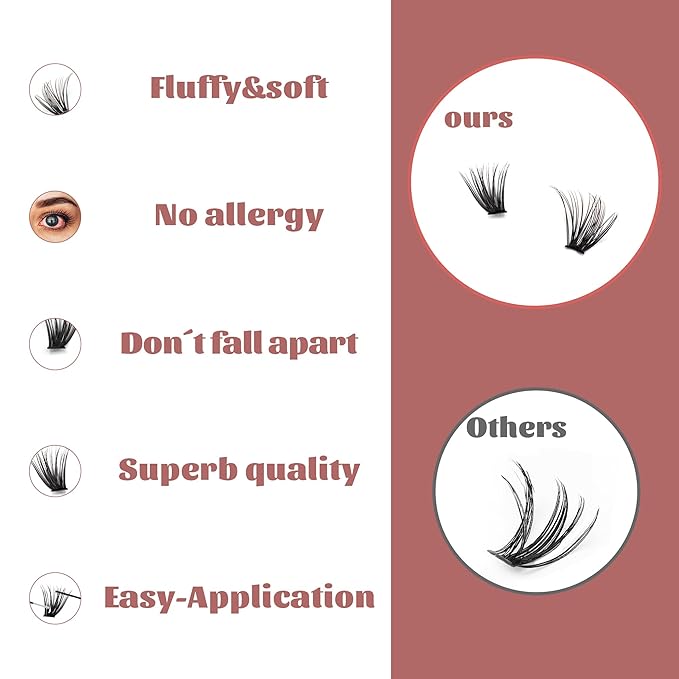 Lash Clusters 280pcs DIY Individual Lashes 30D 40D Cluster Eyelash Extensions 9-15mm Eyelash Clusters Lash Extensions for Self Application (30D+40D, 0.07D, 9-15mm)