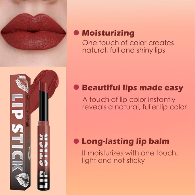 Matte Lipstick Crayon for Women, Rose Wood Lip Stick Pencil 24 Hour Long Lasting Waterproof, Non-Drying Hydrating Formula Lip Gloss Makeup, Vegan & Cruelty-Free, 04
