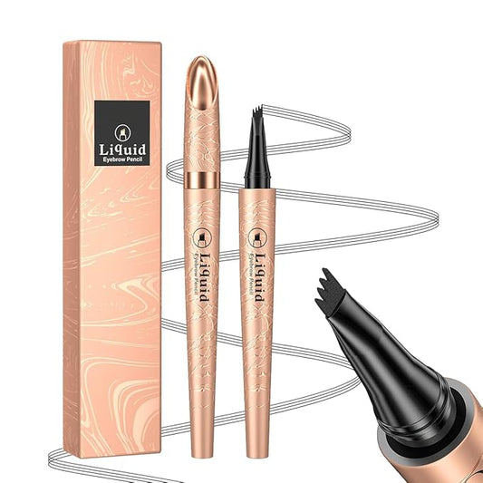 Eyebrow Pencil,Black 4-Point Micro-Fork Tip Eyebrow Pen,Smudge-Proof Portable Microblading Eyebrow Pencil,Eye Makeup Long-Lasting Waterproof To Create Exquisite Eyebrow Hair for Women