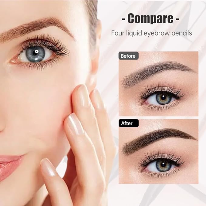 Microblading Eyebrow Pen, 2025 New Premium Waterproof Eyebrow Pencil, Eye Brow Pen with 4 Tip, Long-Lasting Natural Magic Eyebrow Makeup Fine Stroke Contouring Pencil Stay on All Day (Light Brown)