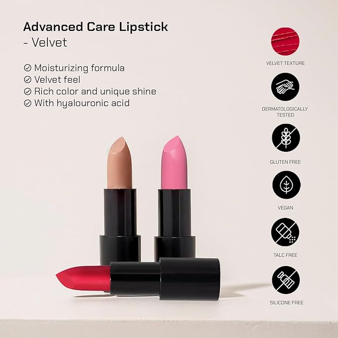 Radiant Professional Advanced Care Lipstick - Ultra Nourishing, Moisturizing Long Lasting Matte Lipstick With Vitamin E- UVA UVB Filters - VELVET (27 Nude)