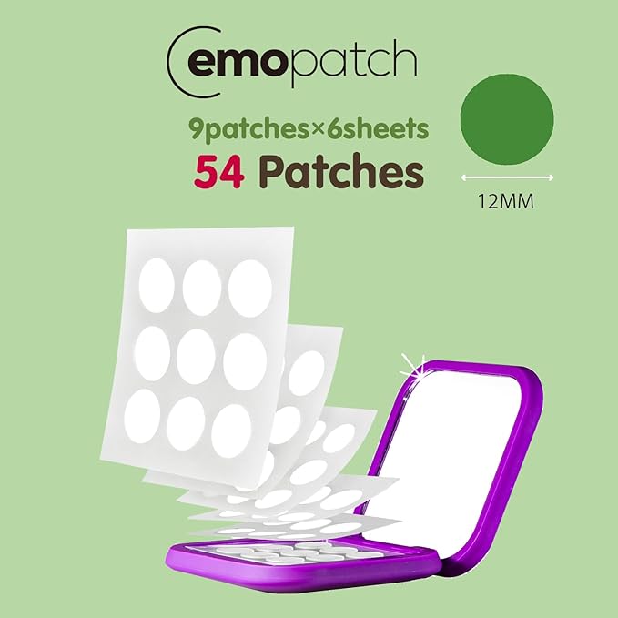 Acne Pimple Patches for Face 54 Count with Mirror Case for Day & Night Use - Hydrocolloid Pimple Pads, Emoji-Themed Blemish Dots, Clear Skin Treatment (Original)