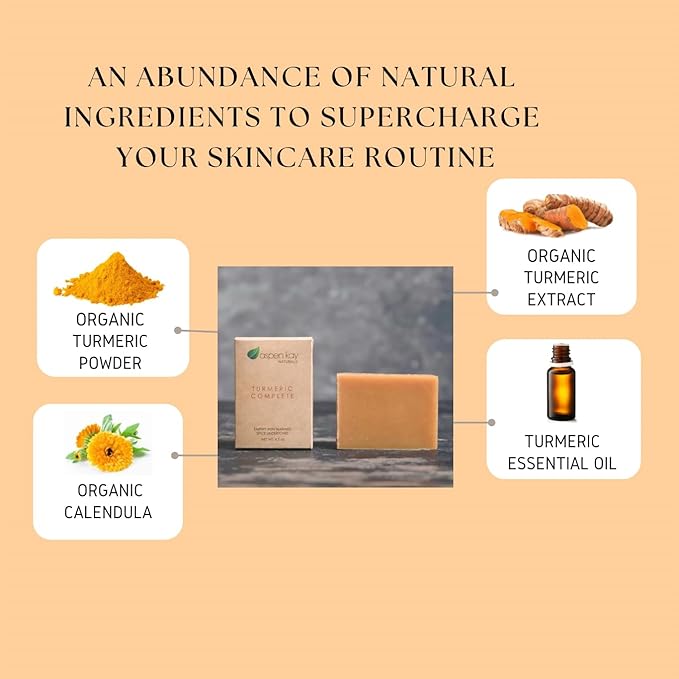 Aspen Kay Naturals Turmeric Soap for Face & Body - With Organic Shea Butter, Chamomile & Calendula - Gentle Turmeric Face Wash, All Skin Types, Made in USA (6 pack)