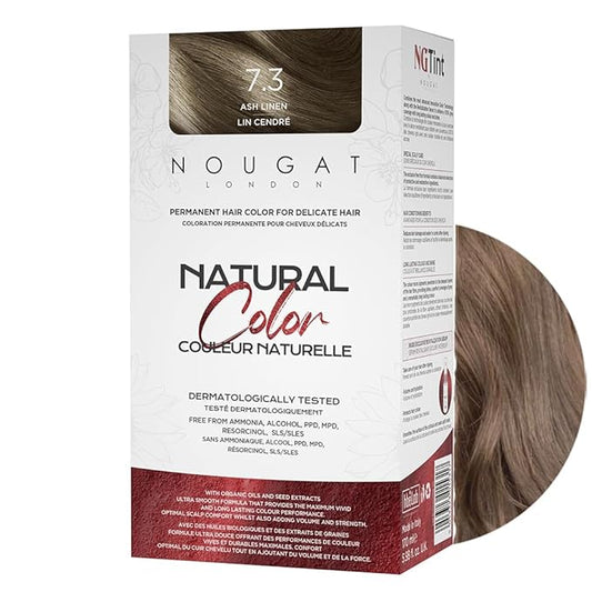 NOUGAT Ash Linen Permanent Hair Color Kit - 100% Gray Coverage, Ammonia Free & PPD Free for Sensitive Scalp - 3-in-1 Color, Repair & Nourish System with Anti-Aging Hair Mask & Essence