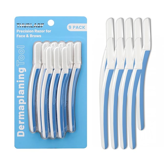 Dermaplane Razor for Women Face, Eyebrow Razor, Face Razors for Women, Dermaplaning Tool, Travel Essentials, (9 pcs, Aegean Frost)