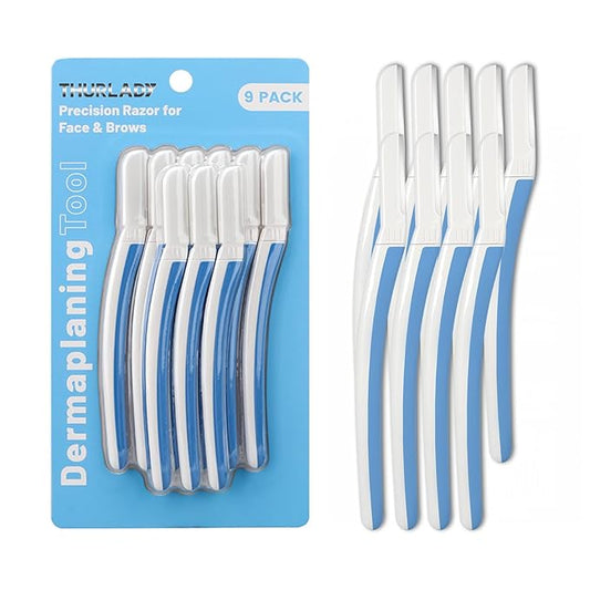 Dermaplane Razor for Women Face, Eyebrow Razor, Face Razors for Women, Dermaplaning Tool, Travel Essentials, (9 pcs, Aegean Frost)