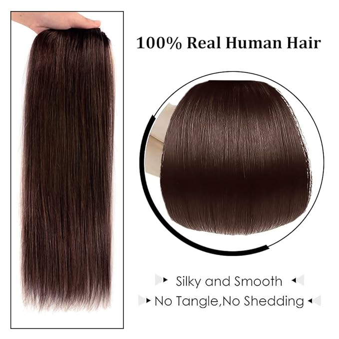 20" Clip in Hair Extensions Real Human Hair for Women - Silky Straight Remy Hairpieces Clip on 75grams 4pieces Medium Brown #4 Color