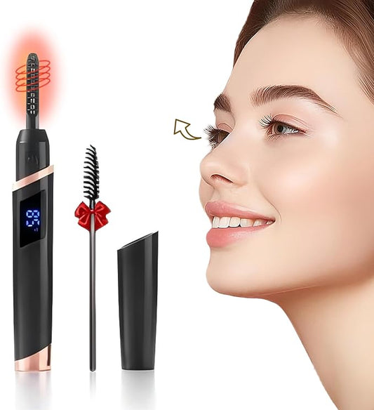 Heated Eyelash Curler for Women - Rechargeable Electric Eyelash Curler with 4 Heat Settings,Long-Lasting Curling Tool Includes Eyelash Brush,LED Display,Best for Women's Makeup (Black)