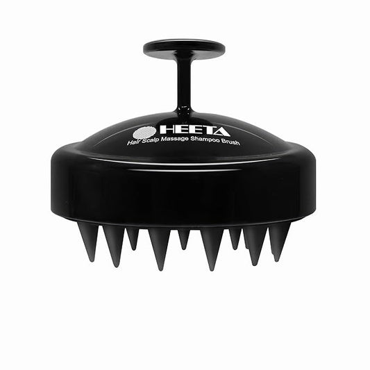 HEETA Scalp Massager Hair Growth, Soft Silicone Scalp Scrubber Shampoo Brush for Exfoliation, Dandruff Removal Head Massage Stress Relax, Wet & Dry Use for Thick Thin Curly Hair Care, Whole Black