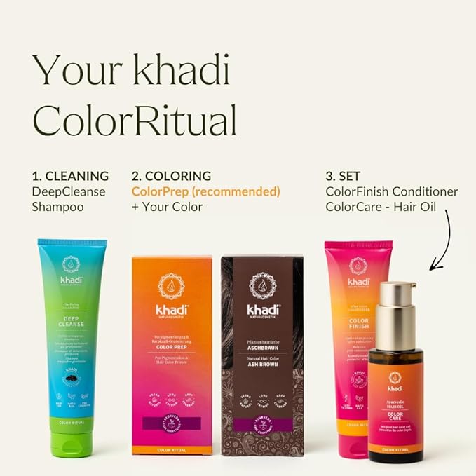 khadi ASH BROWN Natural Hair Color - Natural cosmetics - hair color for matte & medium brown - plant hair color - 100% herbal, natural & vegan - 3.5 oz
